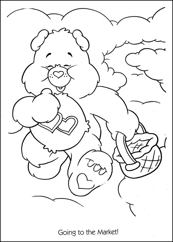 Care Bears going to the market coloring page