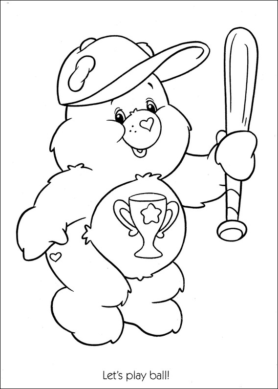 Care Bears let s play baseball coloring page