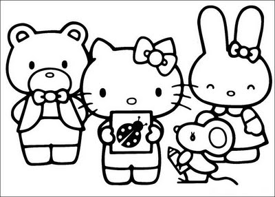 Hello Kitty and friends 2 coloring page