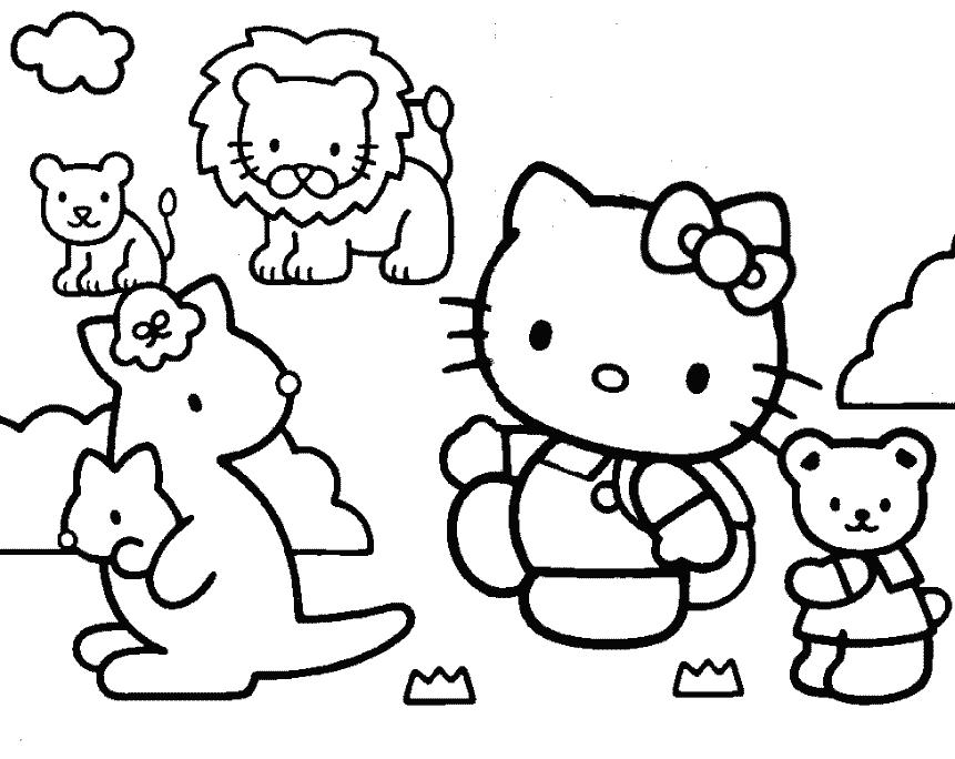 Hello Kitty and friends coloring page