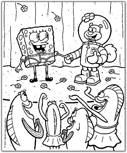Printable Cartoon Spongebob Sandy  Coloring Pages 9