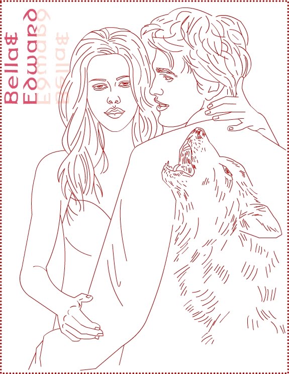 Twilight Edward Bella draw 2 coloring page