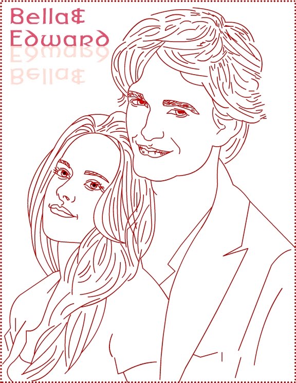 Twilight Edward Bella draw 3 coloring page