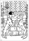 101 Dalmatians holding hands coloring page