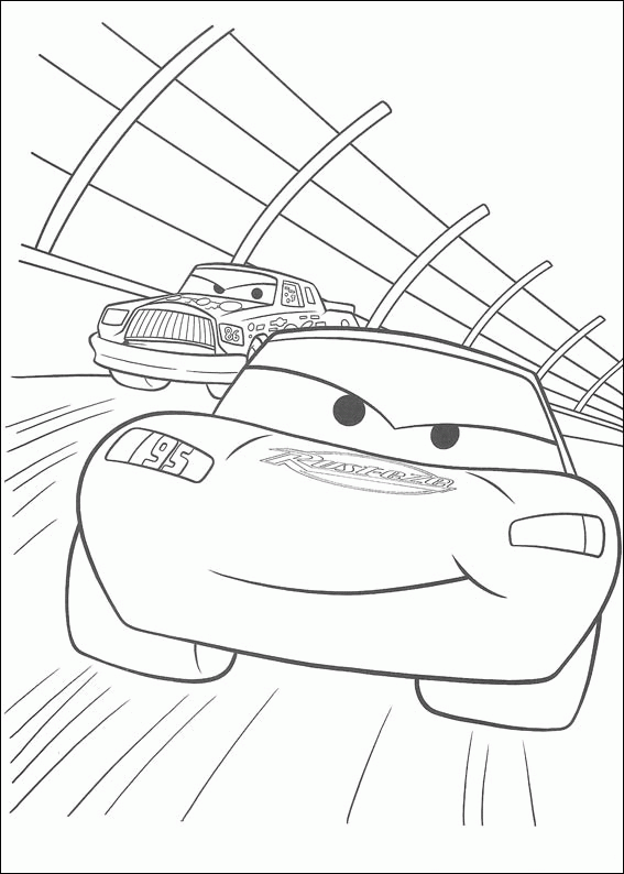 Cars racing 2 coloring page