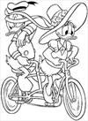 Donald duck ride bike coloring page