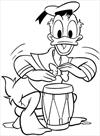 Donald duck with drum coloring page
