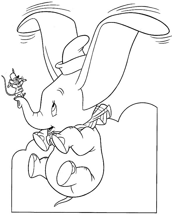 Dumbo flying coloring page