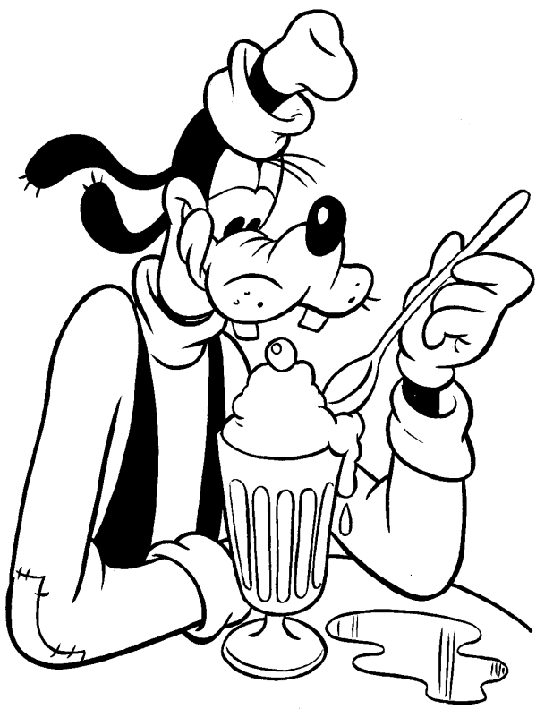 Goofy eating coloring page
