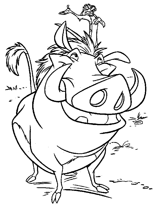 Lion King Timon and Pumbaa coloring page