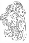 Pocahontas and flowers coloring page