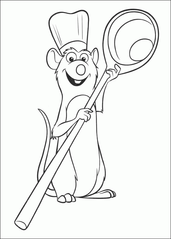 Ratatouille Remy with spoon coloring page