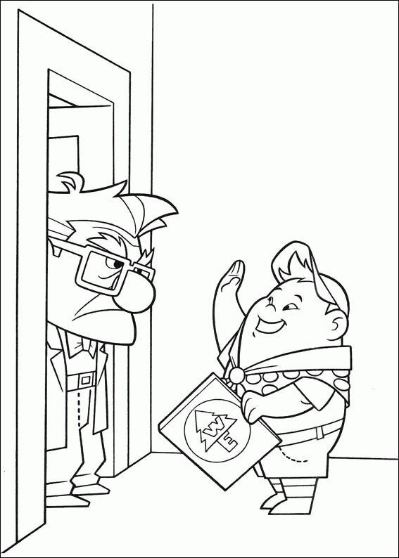 Pixar Up Carl Fredricksen and Russell coloring page