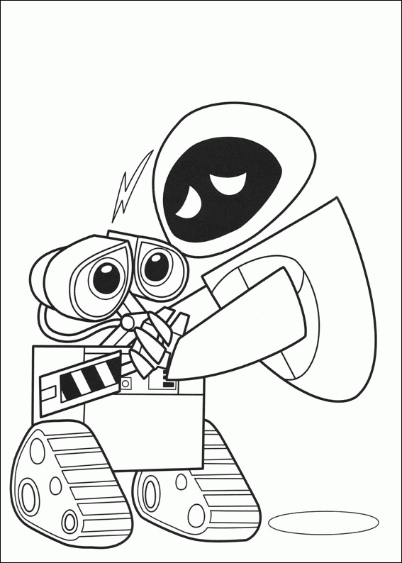 Wall-E and Eve 2 coloring page