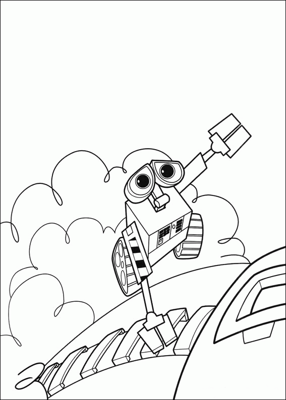 Wall-E in space coloring page