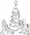 Christmas tree and the family coloring page