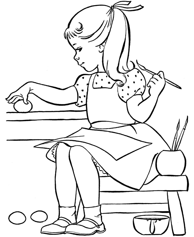 Easter painting eggs coloring page