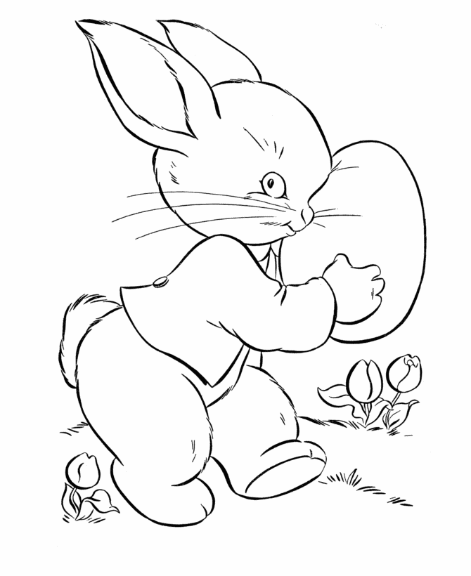 Easter Rabbit with big egg coloring page