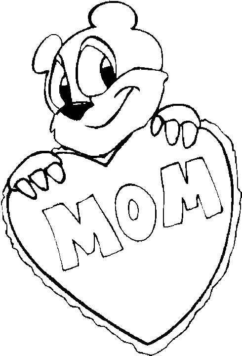 Mother's day bear coloring page