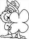 St Patrick's day Leprechaun with four leaf clover coloring page