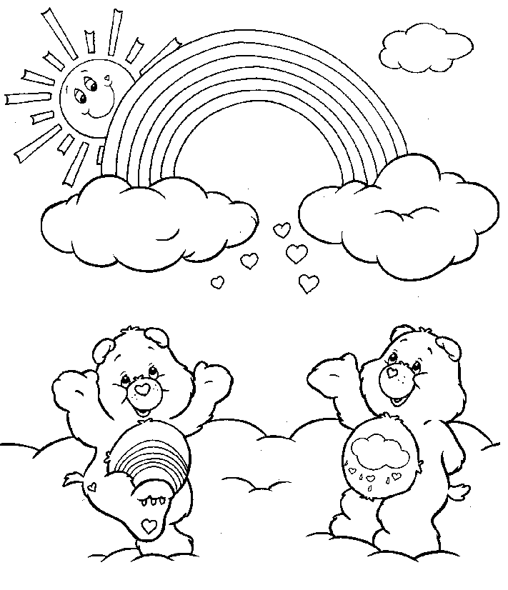 Rainbow Care Bears coloring page