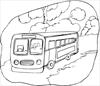 Bus in the forest coloring page