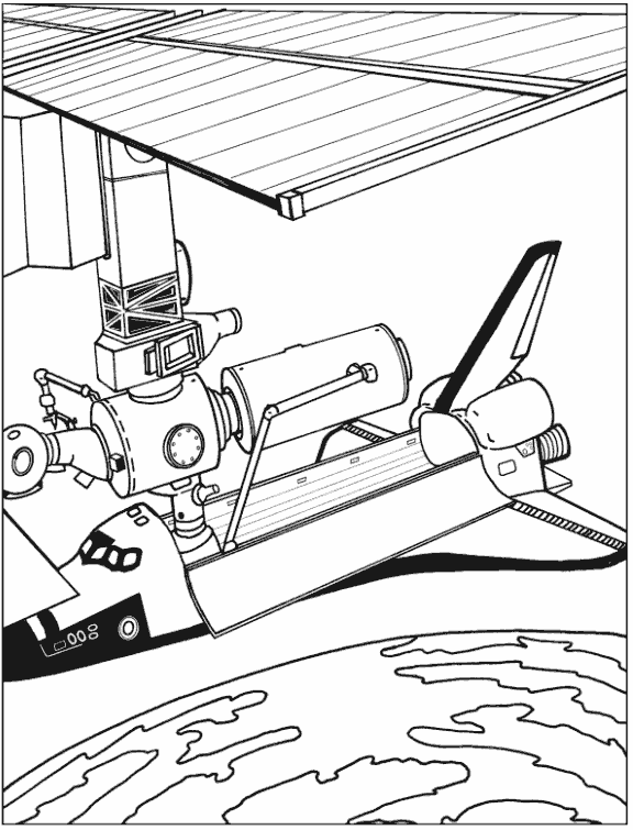Spaceshuttle connecting to IIS coloring page