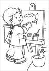 Boy painting coloring page