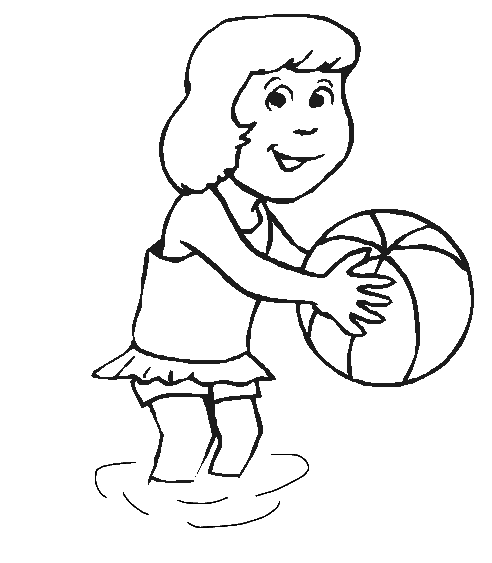 Girl playing 2 coloring page