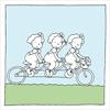 Girls triplets bike coloring page