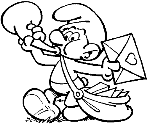 Postman smurf coloring page