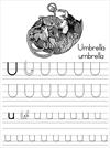 Alphabet ABC letter U Umbrella coloring page