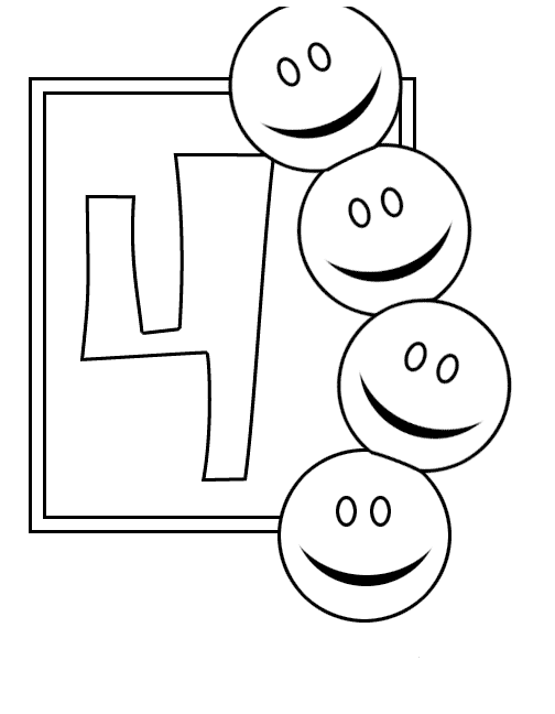 Numbers 4 coloring page