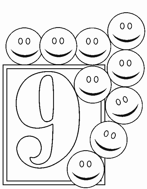 Numbers 9 coloring page