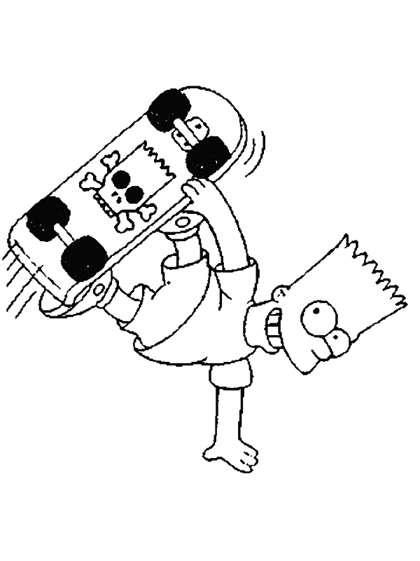 Bart skateboarding coloring page