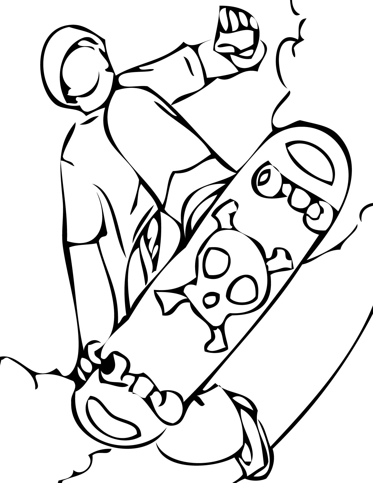 Skateboarding 2 coloring page