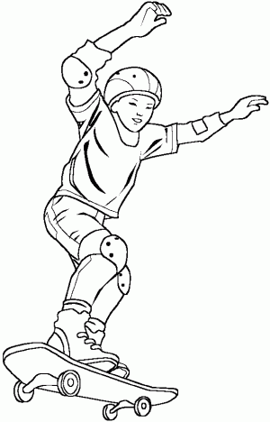 Skateboarding boy 5 coloring page