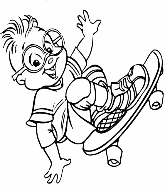 Skateboarding boy coloring page