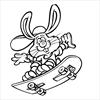 Skateboarding bunny coloring page