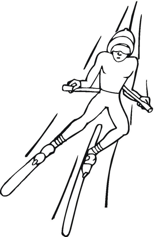 Skiing 2 coloring page