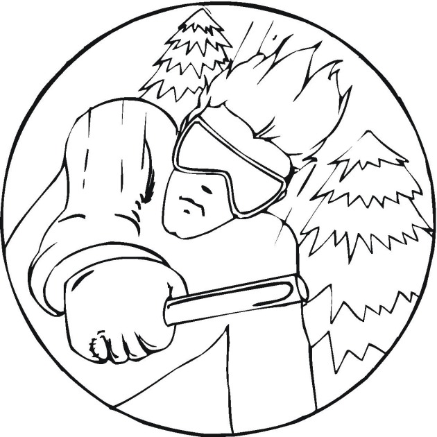 Skiing 3 coloring page
