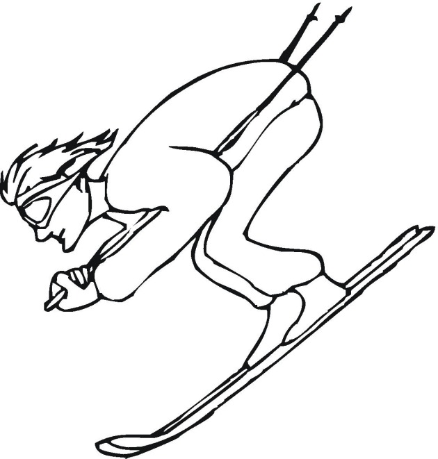 Skiing 4 coloring page